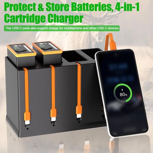 JYJZPB 4-Slot Battery Charging Station Fit for Moultrie Edge Batteries | for Cellular Trail Camera Edge 2, Edge 3, Edge 2 Pro, Edge Battery, Cartridge Charger Includes 12V 5A Wall Charger in Kuwait