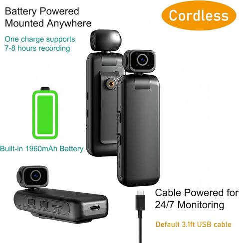 2K Window Camera, Clip-on Body Camera, Wireless 2.4GHz WiFi, Night Vision, Motion Detection, Dual Rotations, Wide Angle, 64GB Card, Suction Cup Mount, Indoor & Outdoor Home Security Camera in Kuwait