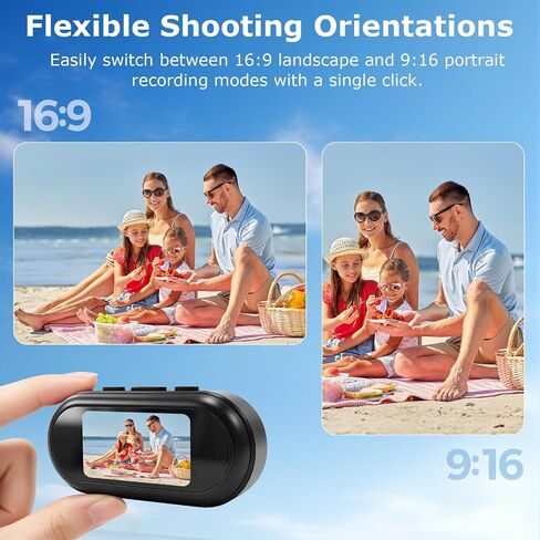 2K Mini Thumb Action Camera, Body Camera with Audio and Video Recording, with WiFi & Dual Display, Portable Wearable Video Recorder POV Cam for Sports Travel Vlogging Skiing Hiking Cycling in Kuwait