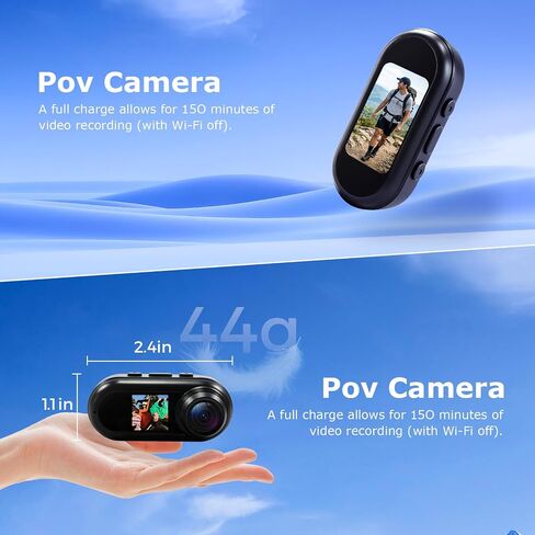 2K Mini Thumb Action Camera, Body Camera with Audio and Video Recording, with WiFi & Dual Display, Portable Wearable Video Recorder POV Cam for Sports Travel Vlogging Skiing Hiking Cycling in Kuwait