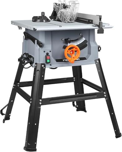 Prostormer 10-Inch 15-Amp Table Saw with Heavy-Duty Stand | Blade Height Adjustable, Support 90° Cross Cut & 0-45° Bevel Cut, 24T Blade Included for Woodworking in Kuwait