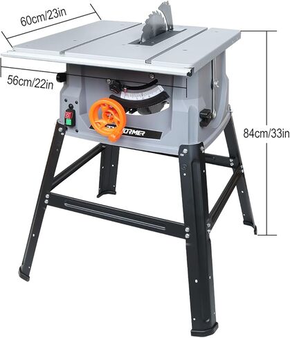 Prostormer 10-Inch 15-Amp Table Saw with Heavy-Duty Stand | Blade Height Adjustable, Support 90° Cross Cut & 0-45° Bevel Cut, 24T Blade Included for Woodworking in Kuwait