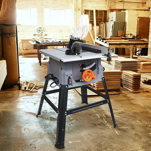 Prostormer 10-Inch 15-Amp Table Saw with Heavy-Duty Stand | Blade Height Adjustable, Support 90° Cross Cut & 0-45° Bevel Cut, 24T Blade Included for Woodworking in Kuwait