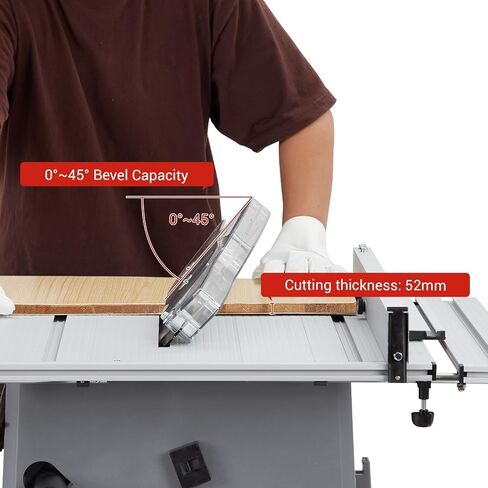 Table Saw, 10 Inch 15A Multifunctional Saw With Stand & Push Stick, 90° Cross Cut & 0-45° Bevel Cut, 5000RPM, Adjustable Blade Height for Woodworking in Kuwait