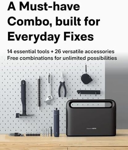 HOTO 40-Piece Tool Kit, Household Essentials tool Set + HOTO Cordless Brushless Drill 12V in Kuwait