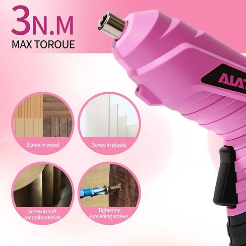 Pink Cordless Screwdriver Tool Set, 40-Piece Household Hand Tool Kit | With 3.7V Rechargeable Electric Screwdriver, Hammer, Pliers, Nails for Home Maintenance DIY Beginners in Kuwait