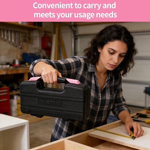 Pink Cordless Screwdriver Tool Set, 40-Piece Household Hand Tool Kit | With 3.7V Rechargeable Electric Screwdriver, Hammer, Pliers, Nails for Home Maintenance DIY Beginners in Kuwait