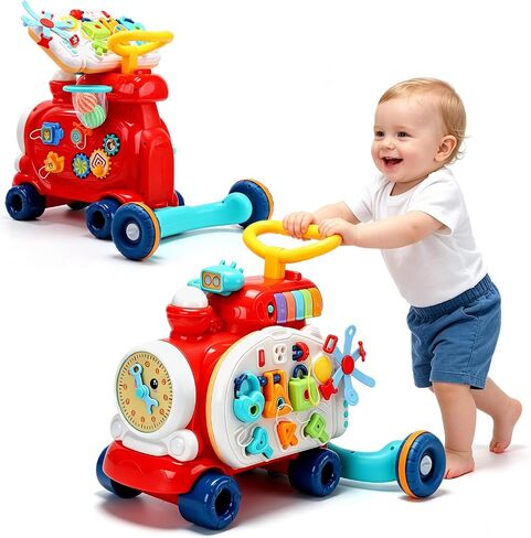 Baby Push Walker Toddler Walking Toy with Busy Board & Activity Center | Baby Push Walker, Toddler Learn to Walk Toy with Musical Busy Board & Activity Center in Kuwait