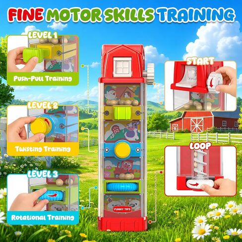 Farm Egg Drop Montessori Toys for 3 4 5 6 Year Old Boys Girls, Toddler Fine Motor Activity Toy with 5 Activity Centers, Cause and Effect Learning, Quiet Sensory Travel Toy Christmas Birthday Gifts in Kuwait