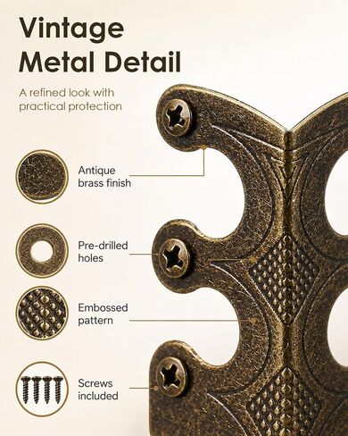 16 Pcs Solid Brass Corner Protectors, Baseboard & Furniture, Bronze | Vintage Style, Decorative Brass Corner Guards with Screws for Skirting Board, Table, Bookshelves & Wall Protection in Kuwait