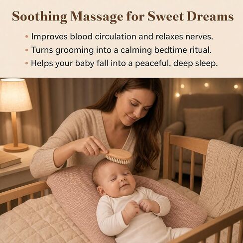 4 Piece Baby Hair Brush and Comb Set for Newborns, Wooden Baby Brush with Soft Natural Goat Bristle, Infant Hair Care Kit Helps Prevent Cradle Cap, Grooming Essentials Gift for Boys and Girls in Kuwait
