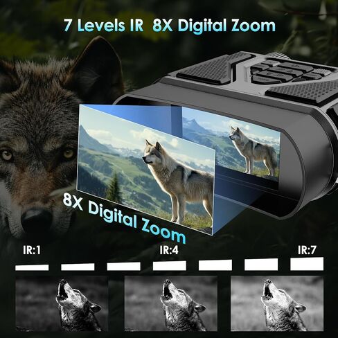 Night Vision Goggles-Digital Night Vision Binoculars with 8X Zoom & 32GB Card, 4000mAh Rechargeable IR Night Vision for Complete Darkness, Camping Gear, Gifts for Men in Kuwait