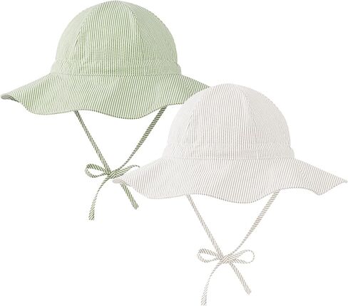 Zando 2 Pack Adjustable Baby Sun Hat for Baby Beach Hat with UPF 50+ 0-4T - Wide Brim Toddler Bucket Hat Infant for Outdoor in Kuwait