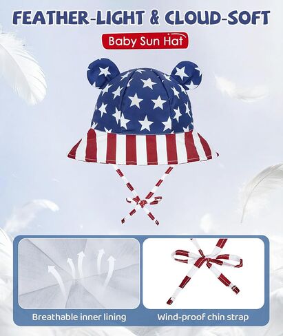 Baby Kids Sun Hat UPF 50+,American Flag Hat for Kids Toddler Boy Girl Patriotic 4th of July USA Hats, Summer Beach Outdoor Play Gift American Flag 12-24 Months in Kuwait