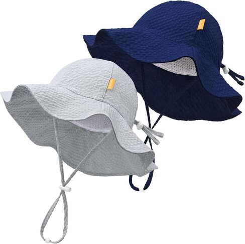 Baby Sun Hat Toddler Boy Girl Beach Hat,Kids Adjustable Outdoor Summer Hat Child Sun Protection Wide Brim in Kuwait