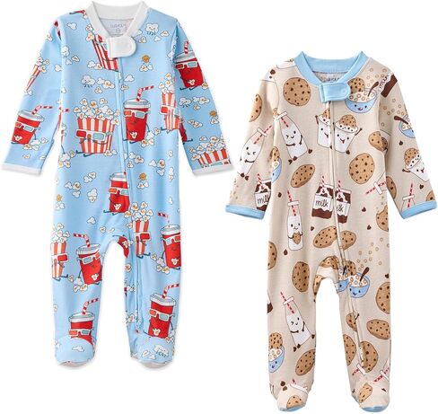 Butterblu Scout 2-Pack Sleep & Plays 100% Organic Cotton Footed Zip Front Sleeper Pajamas for Baby Boys & Girls in Kuwait