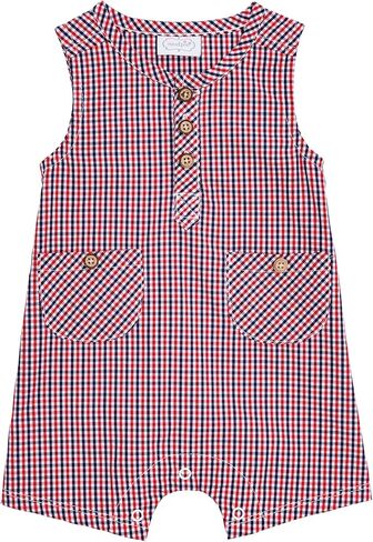 Mud Pie Baby Boy Gingham Romper in Kuwait
