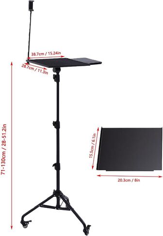 Zunate Laptop Tripod Stand with Wheels, Height Projector Floor Mount with Tray and Gooseneck Phone Holder for Office and Presentation Utility in Kuwait