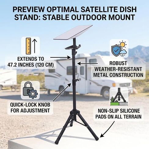PUSOKEI Heavy Duty Tripod Stand for Gen 3, Portable 120cm Antenna Mount with Adapter, Non - Slip Rustproof Feet for Outdoor Camping RV in Kuwait