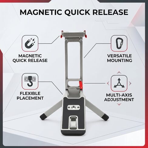 Magnetic Tripod for Action 6 Camera, Magnetic Quick Release Tripod Stand with Carabiner Clip and 3 Way Pan Head, 1/4 Inch Thread for Nano Cameras in Kuwait