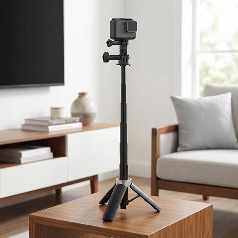 LICAEVEY Action Camera Selfie Stick Tripod, Extendable Portable Adjustable Height 31cm, with 1/4 Inch Screw and Anti Slip Grip, for Vlog Sports Photography Travel in Kuwait