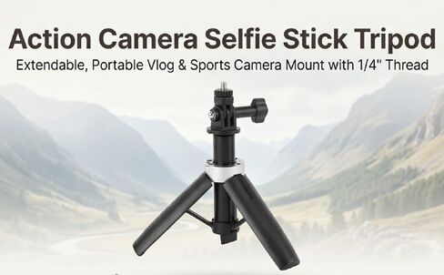 Yoidesu Action Camera Selfie Stick Tripod, Water Proof Underwater, 31cm Extendable, Anti - Slip Stable, 1/4" Screw, Selfie Stick Tripod for Travel Sports Panoramic in Kuwait