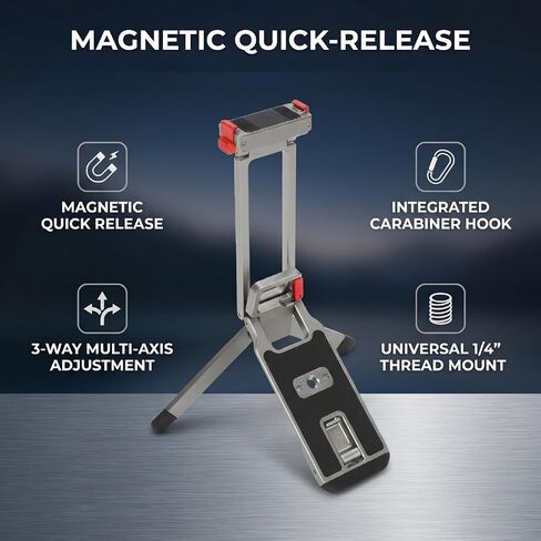 LICAEVEY Magnetic Tripod for Action 6 and Nano Camera, Adjustable Hook and 3 Way Pivot Head, with and 1/4 Inch Thread, for Stable Positioning and Creative Angles in Kuwait