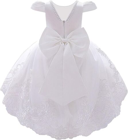 IBTOM CASTLE Toddler Baby Flower Girl Dress Pearl Stain High Low Hem Lace Tulle Party Dresses Formal Pageant Ball Prom Gown in Kuwait