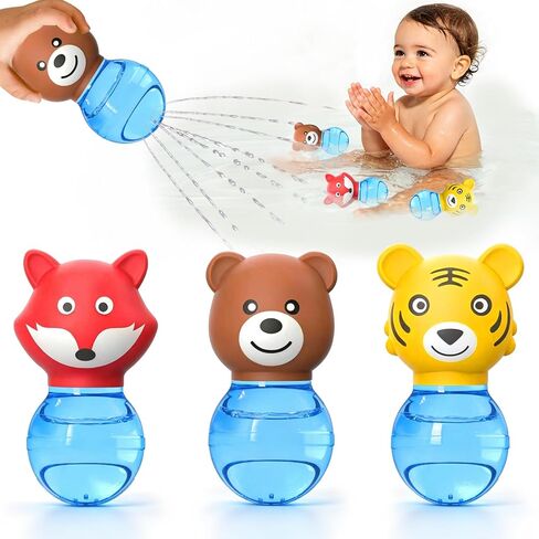 Sensory Bath Toys for Toddlers 1-3: 3PCS Bathtub & Pool Squirt Toys for Kids | Water Table & Tub Floating Toys | Silicone Water Sensory Toys for Boys & Girls Ages 1-6 Years Old in Kuwait