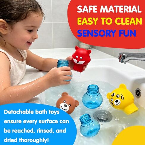 Sensory Bath Toys for Toddlers 1-3: 3PCS Bathtub & Pool Squirt Toys for Kids | Water Table & Tub Floating Toys | Silicone Water Sensory Toys for Boys & Girls Ages 1-6 Years Old in Kuwait