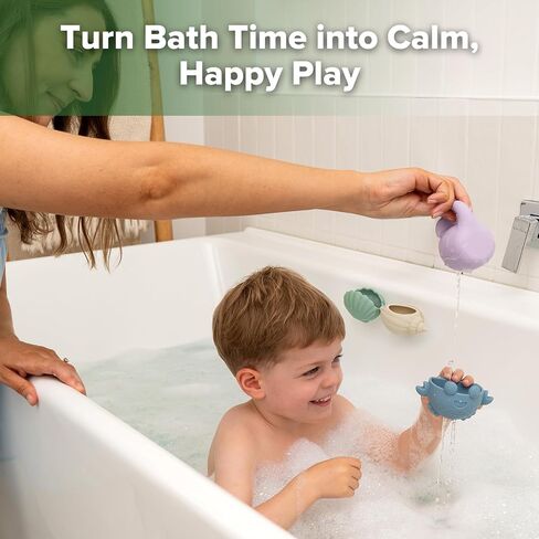 haakaa Tidal Tribe Waterfall Bath Toy Set - Mold Free Food Grade Silicone Bathtub Pouring Toys for Toddler 1-3, BPA-Free Bath Tub Toys for Babies & Infant 6-12 Months in Kuwait