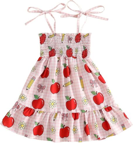 Toddler Girl 4th Fourth of July Outfit Sleeveless Bowknot Halter American Flag Dress Independence Day Clothes in Kuwait