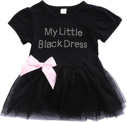 Baby Girl My Little Black Romper Dress Short Sleeve Mesh Stitching Bowknot Princess Gown Romper Party Tutu Dress in Kuwait