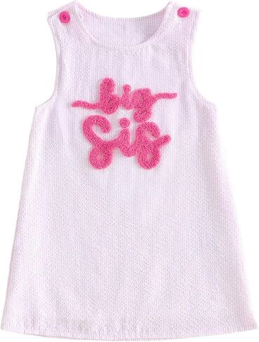 GOOCHEER Toddler Baby Girl Big Sister Clothes Big SIS Sleeveless Dress Striped Tank Dress Summer Outfit in Kuwait
