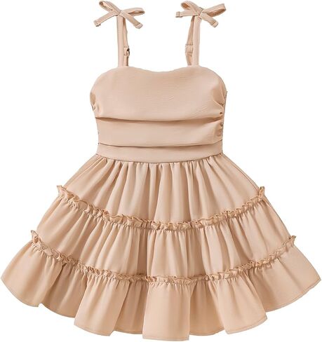 Toddler Girl Dress Kids Halter Sundress Casual Smocked Dresses Ruffle Hem Beach Summer Dresses in Kuwait