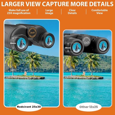 HD Binoculars 25x30 for Adults with Phone Adapter,Tripod and Tripod Adapter,Waterproof Binoculars for Bird Watching,Hiking,Travel and Sport Games in Kuwait
