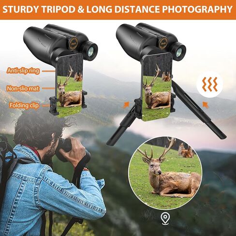 HD Binoculars 25x30 for Adults with Phone Adapter,Tripod and Tripod Adapter,Waterproof Binoculars for Bird Watching,Hiking,Travel and Sport Games in Kuwait