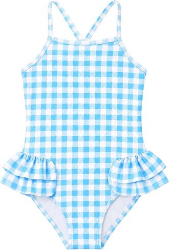 Haloumoning Toddler Baby Girls Swimsuit Kids Ruffled One Piece Colorful Bathing Suits Summer Beach Swimwear 9M-8Y in Kuwait