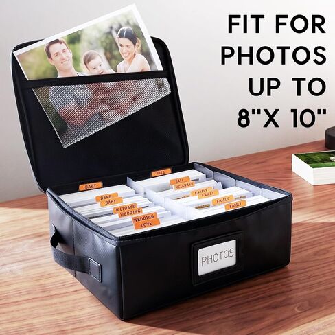 Viesembo Photo Storage Box, Fireproof & Water-Resistant, Acid-Free with Lid & Dividers, Holds up to 2000 4x6 Photos, Photo Storage Containers for Family Memories, Wedding Cards, Baby Keepsakes in Saudi Arabia
