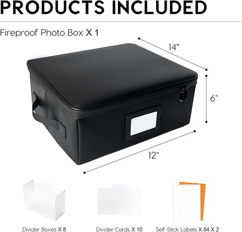 Viesembo Photo Storage Box, Fireproof & Water-Resistant, Acid-Free with Lid & Dividers, Holds up to 2000 4x6 Photos, Photo Storage Containers for Family Memories, Wedding Cards, Baby Keepsakes in Saudi Arabia