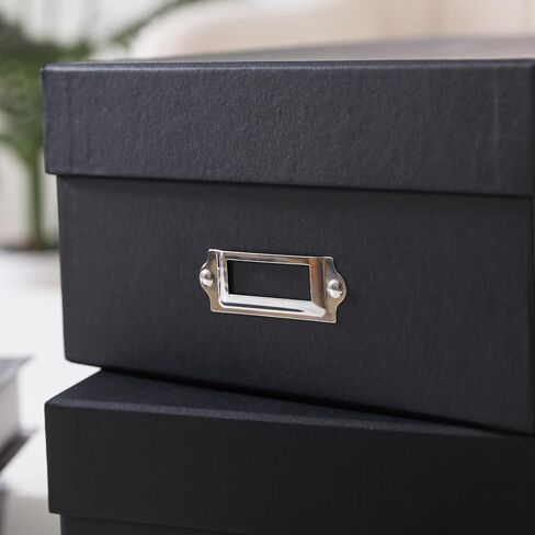 Soul & Lane - Black Photo Storage Boxes with Lids, 11.7x7.7x4.5 In, 2 Pack | Cardboard Picture Organizers with Lids for Keepsakes and Mementos, Decorative Memory Containers for Organization in Kuwait