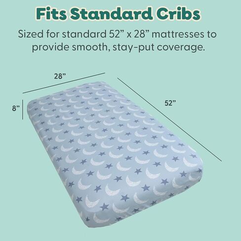 The Peanutshell Soft Cloud 4pk Fitted Crib Sheet Set - Breathable Baby Crib Sheets for Girl or Boy, Fits Standard Mattress 52x28, Infant & Toddler Bed Sheets in Kuwait