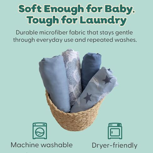 The Peanutshell Soft Cloud 4pk Fitted Crib Sheet Set - Breathable Baby Crib Sheets for Girl or Boy, Fits Standard Mattress 52x28, Infant & Toddler Bed Sheets in Kuwait