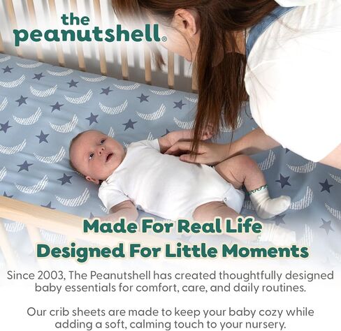 The Peanutshell Soft Cloud 4pk Fitted Crib Sheet Set - Breathable Baby Crib Sheets for Girl or Boy, Fits Standard Mattress 52x28, Infant & Toddler Bed Sheets in Kuwait