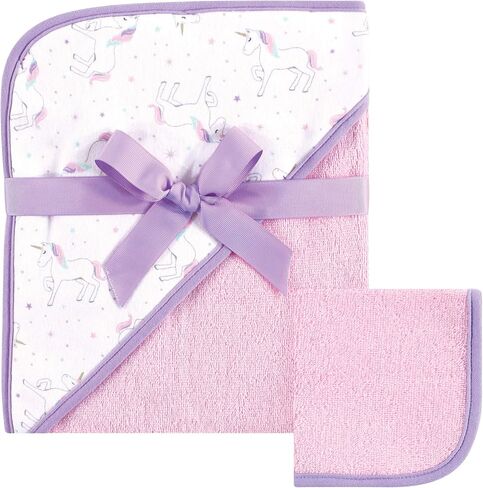Hudson Baby Unisex Baby Cotton Hooded Towel and Washcloth, Woodland, One Size in Kuwait