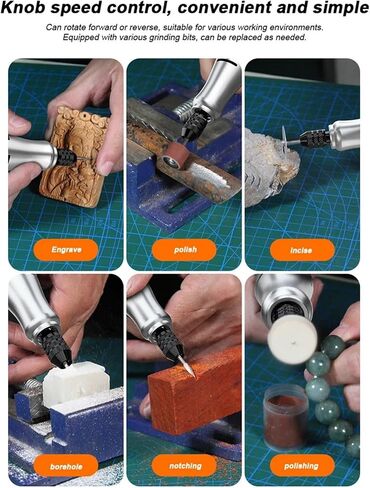 Electric Grinding Tool, 20V Compact Grinder 3.2mm Chuck Electric Polishing Machine Portable Grinding Engraving Tool Speed Adjusatble in Kuwait