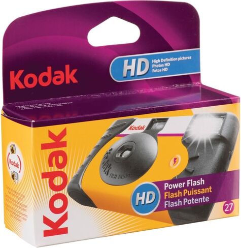 Kodak Power Flash 35mm One-Time-Use Disposable Camera (ISO-800) | (27 Exposures) 2 Pack Bundle with Wrist Strap + Microfiber Cleaning Cloth (4 Items) in Kuwait