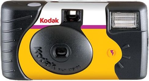 Kodak Power Flash 35mm One-Time-Use Disposable Camera (ISO-800) | (27 Exposures) 4 Pack Bundle with Wrist Strap + Microfiber Cleaning Cloth (6 Items) in Kuwait