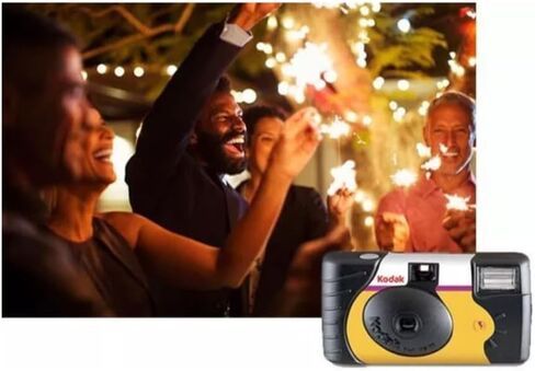 Kodak Power Flash 35mm One-Time-Use Disposable Camera (ISO-800) | (27 Exposures) 6-Pack Bundle with Wrist Strap + Microfiber Cleaning Cloth (8 Items) in Kuwait