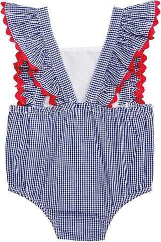 Mud Pie Baby Girl Gingham Ric Rac Bubble And Headband in Kuwait